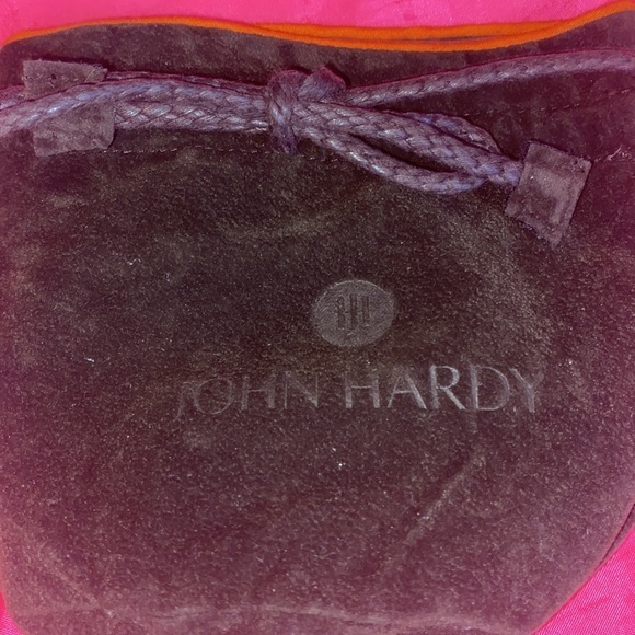Vintage JOHN HARDY draw string velvet Pouch Embossed with logo charcoal & Orange - Picture 7 of 7